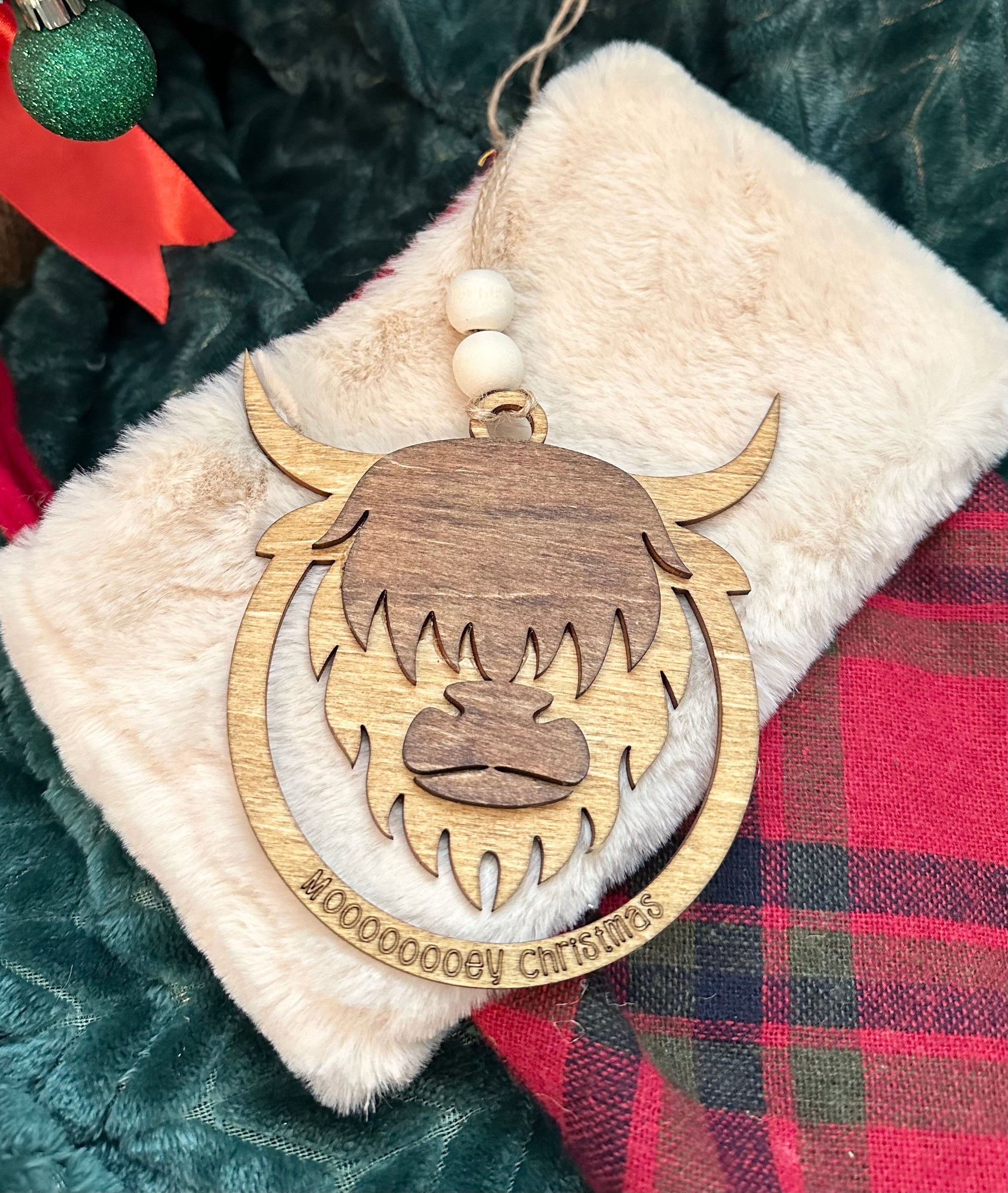 Highland Cow Ornament /  Mooooey Christmas Cow Ornament