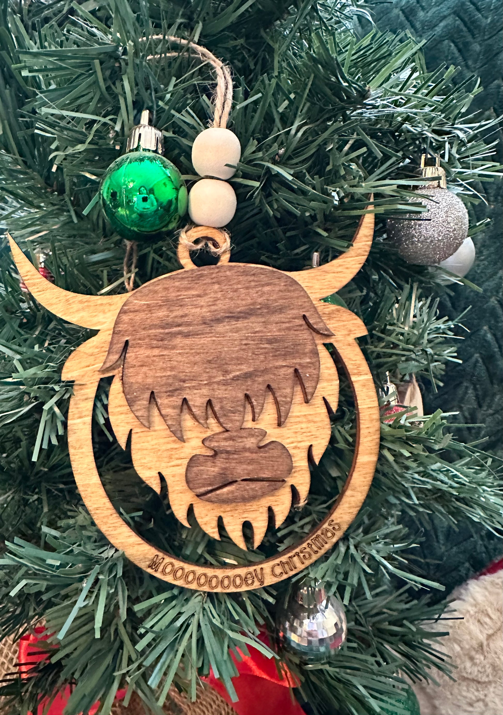 Highland Cow Ornament /  Mooooey Christmas Cow Ornament