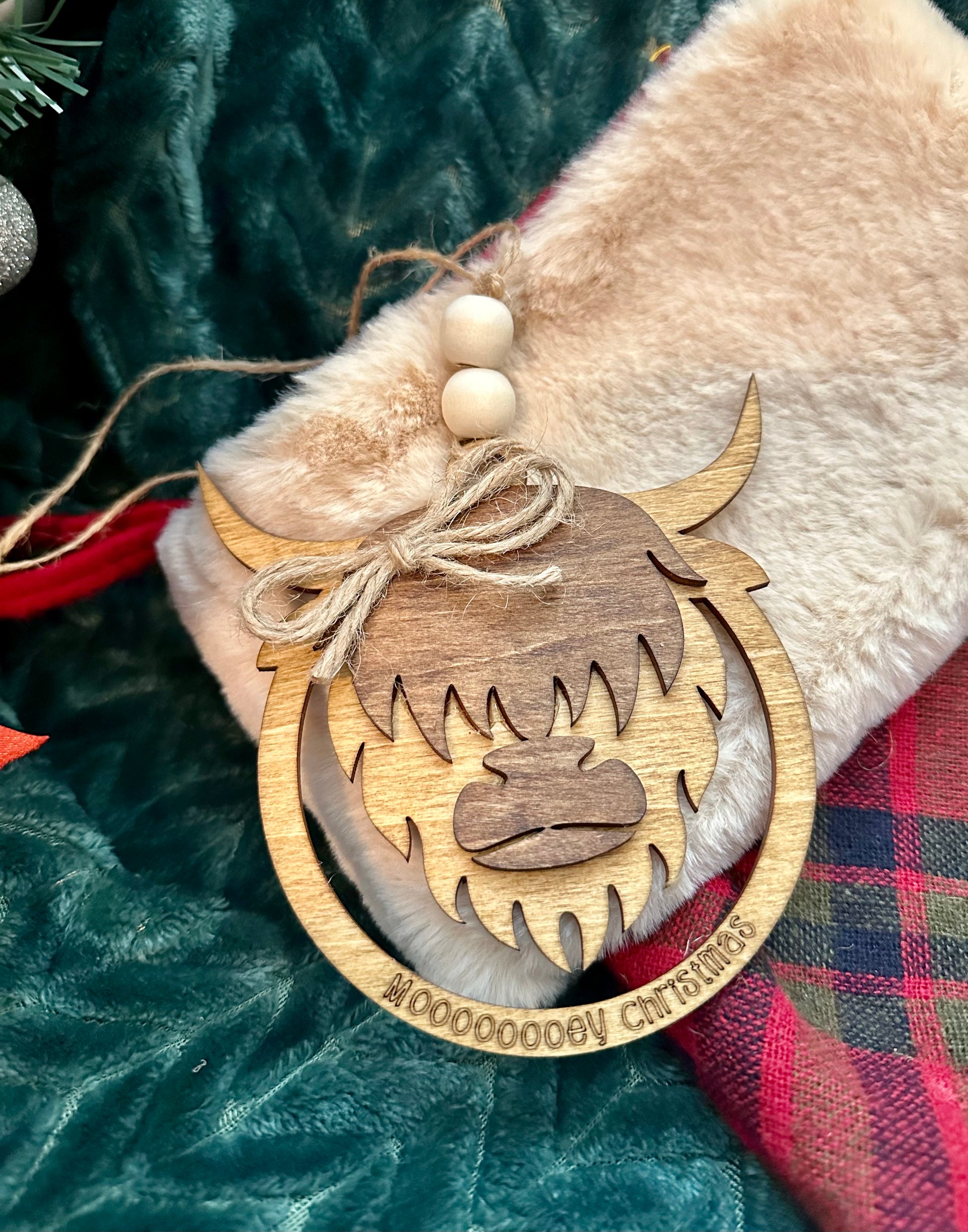Highland Cow Ornament /  Mooooey Christmas Cow Ornament