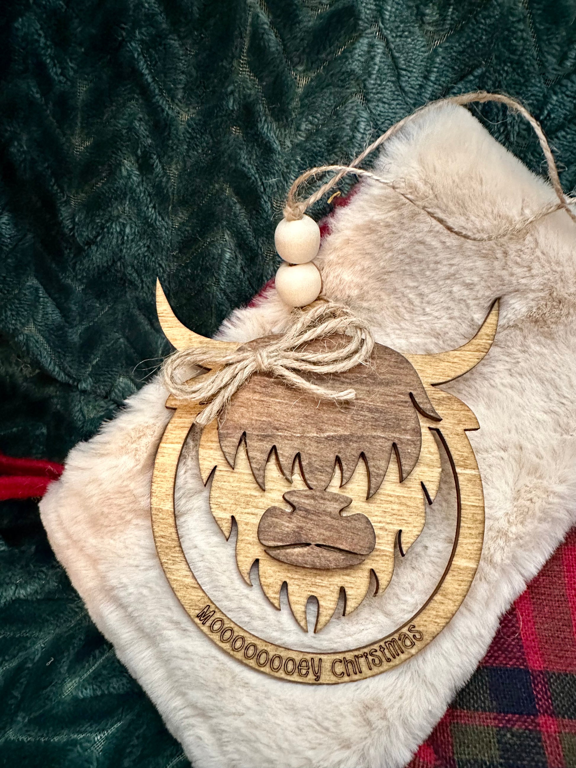 Highland Cow Ornament /  Mooooey Christmas Cow Ornament