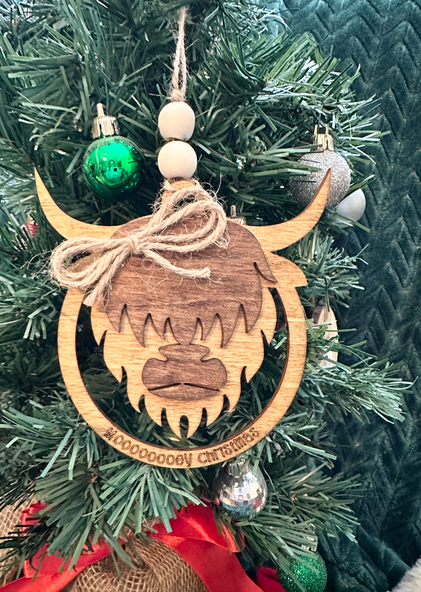 Highland Cow Ornament /  Mooooey Christmas Cow Ornament