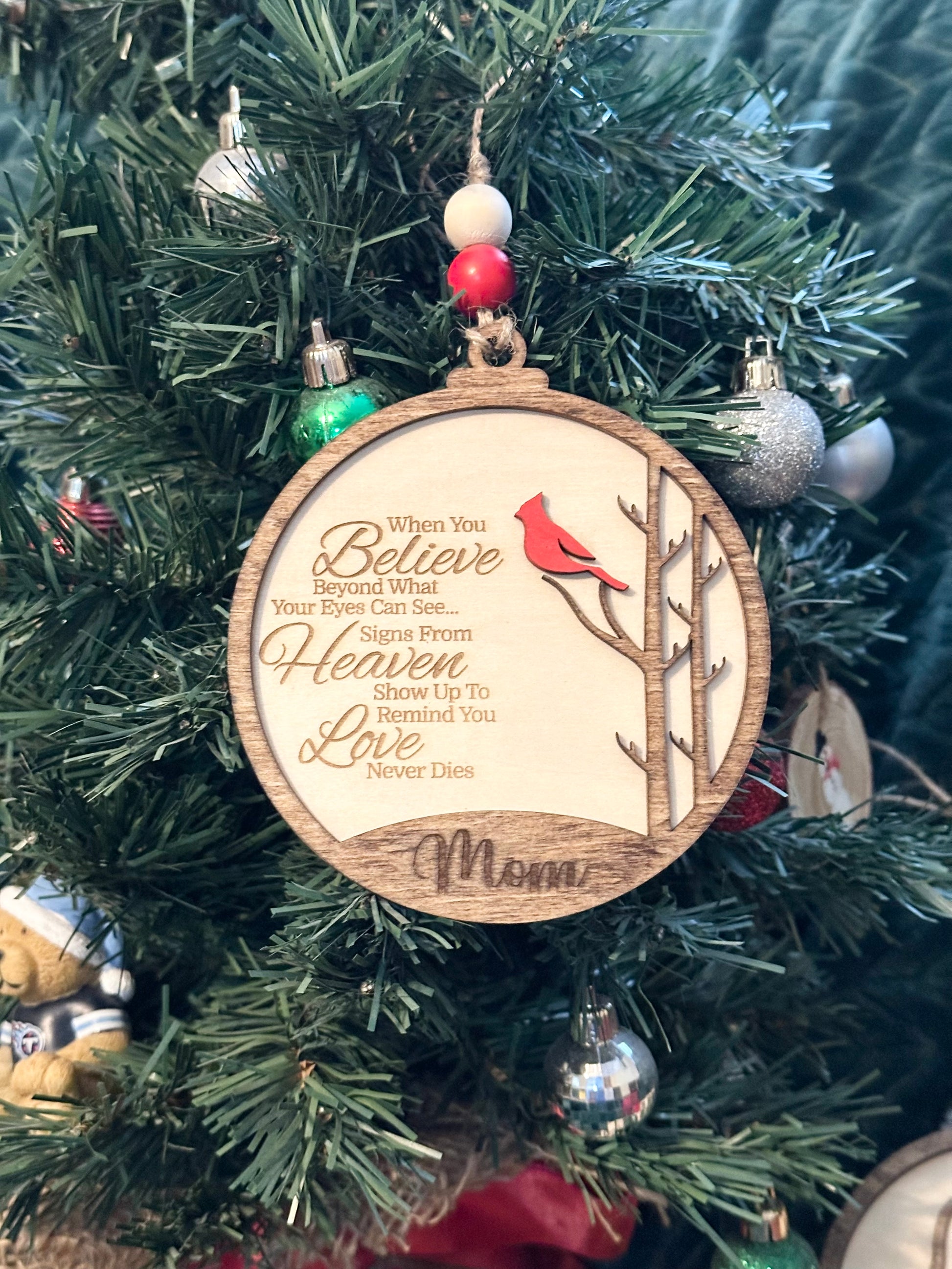 Cardinal Memorial Christmas Ornament/ Personalized Ornament