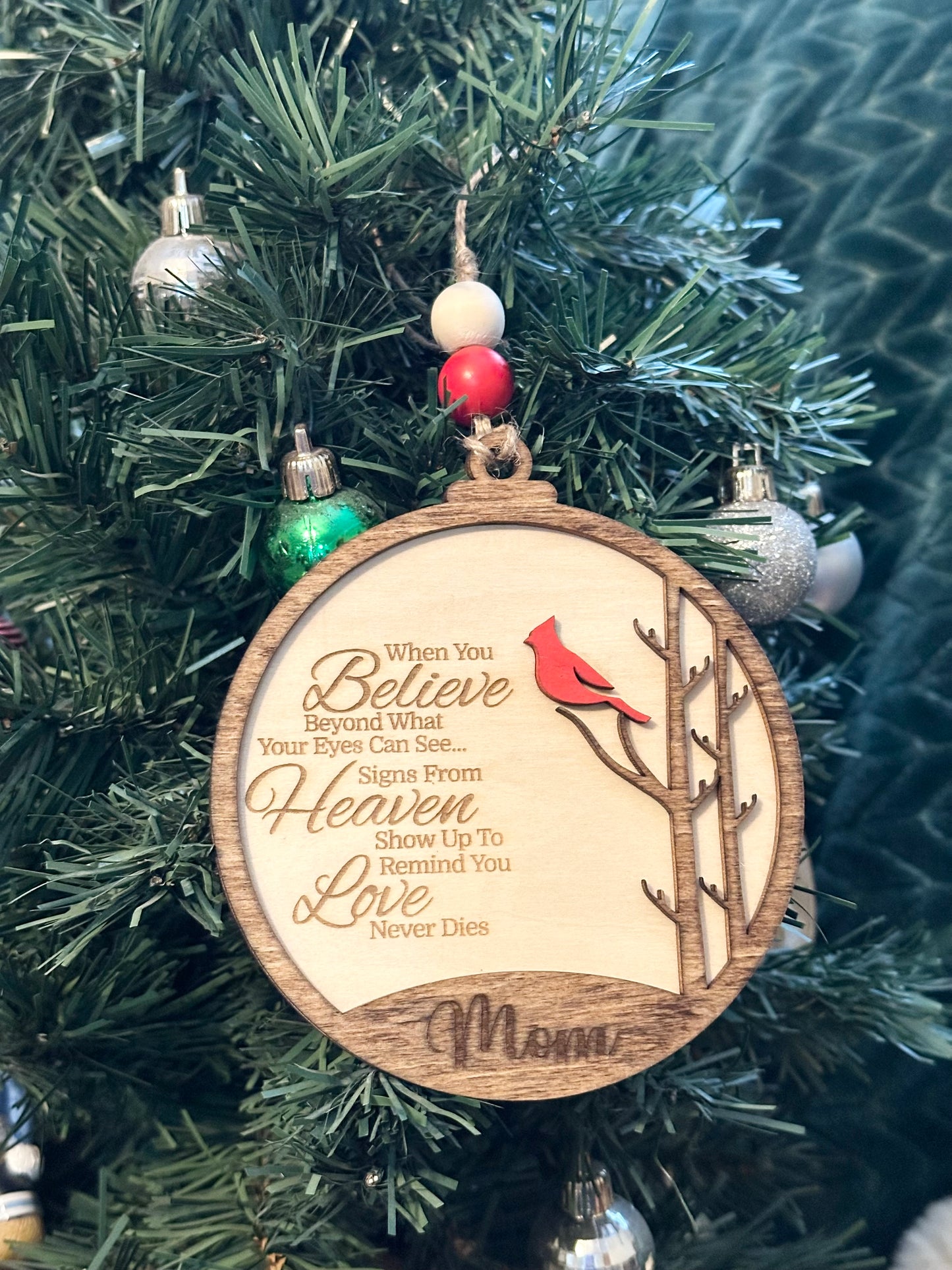 Cardinal Memorial Christmas Ornament/ Personalized Ornament
