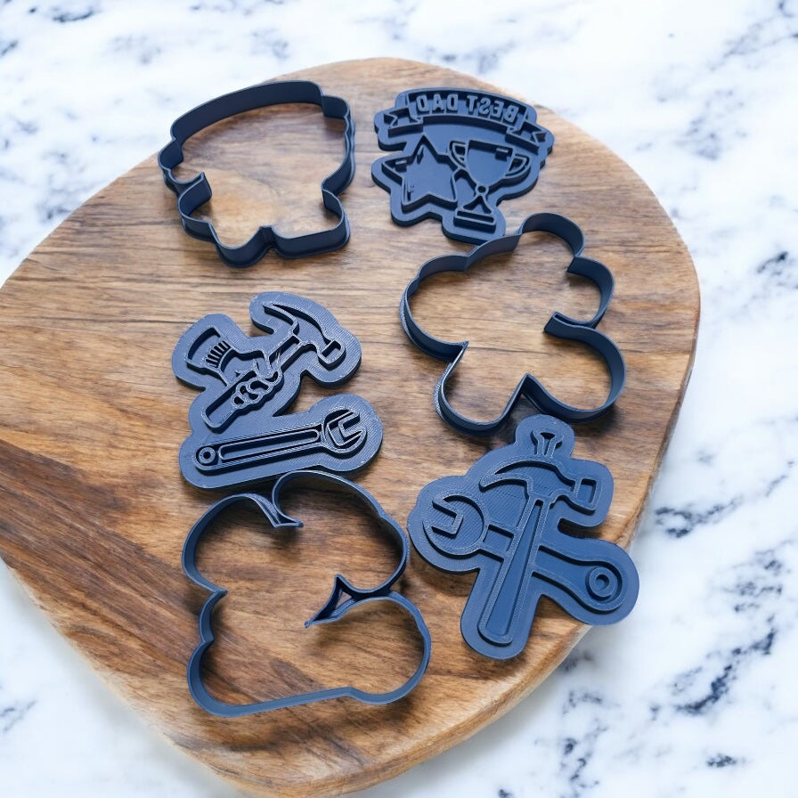 Dad cookie cutter stamps, Fathers day cookies, tools cookie cutters