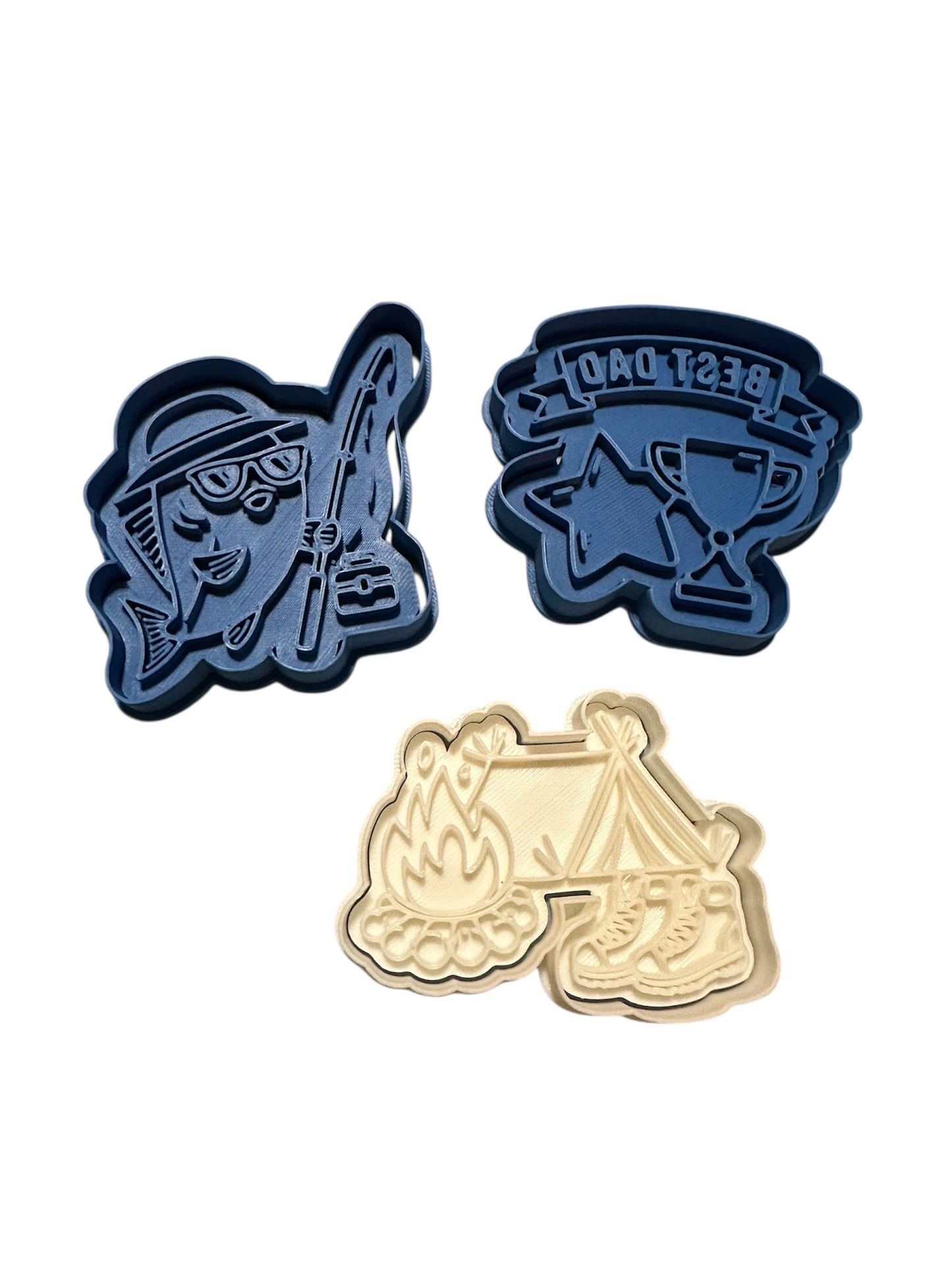 Dad cookie cutter stamps, Fathers day cookies, fishing cookie cutters , camping