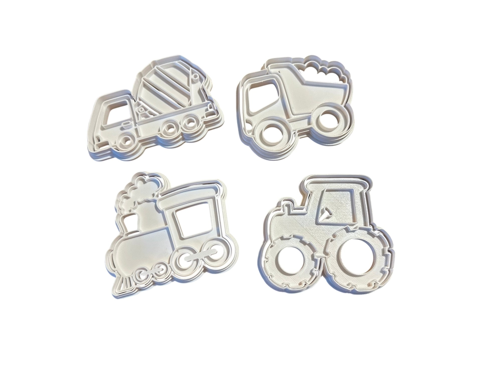 Vehicle cookie cutters, train cookie cutter, construction trucks cookie cutter
