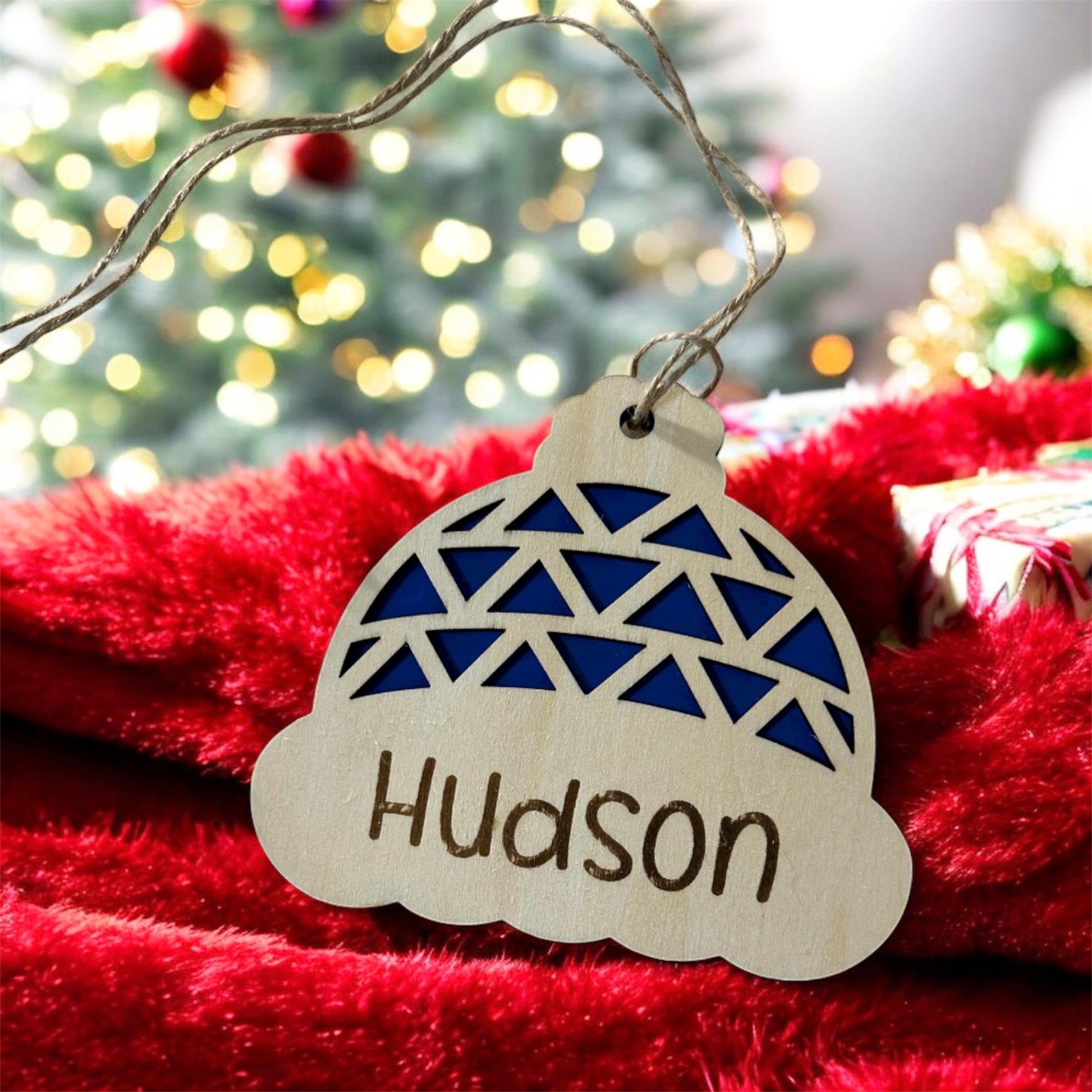 Snow hat personalized Christmas ornament, personalized ornament, Christmas hat kids ornament