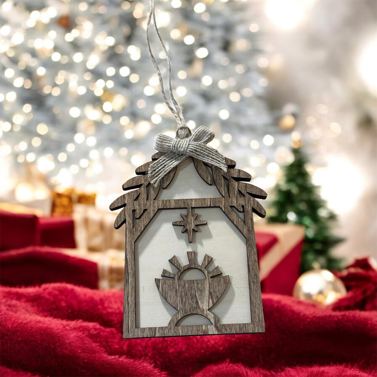 Away In A manger Christmas Ornament, Handmade Ornament, Christian Ornament
