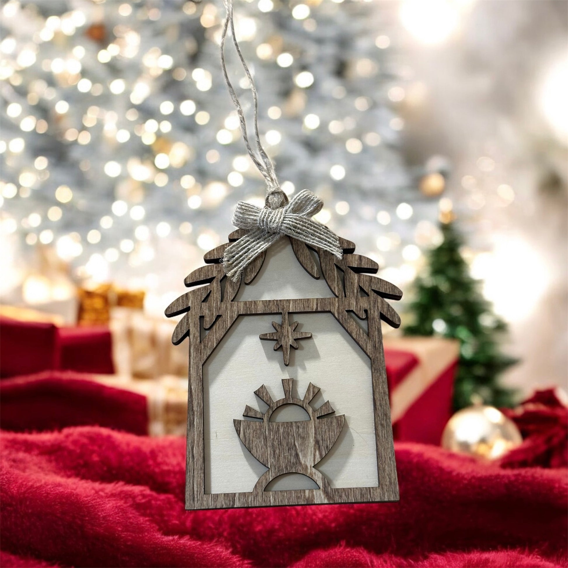 Away In A manger Christmas Ornament, Handmade Ornament, Christian Ornament
