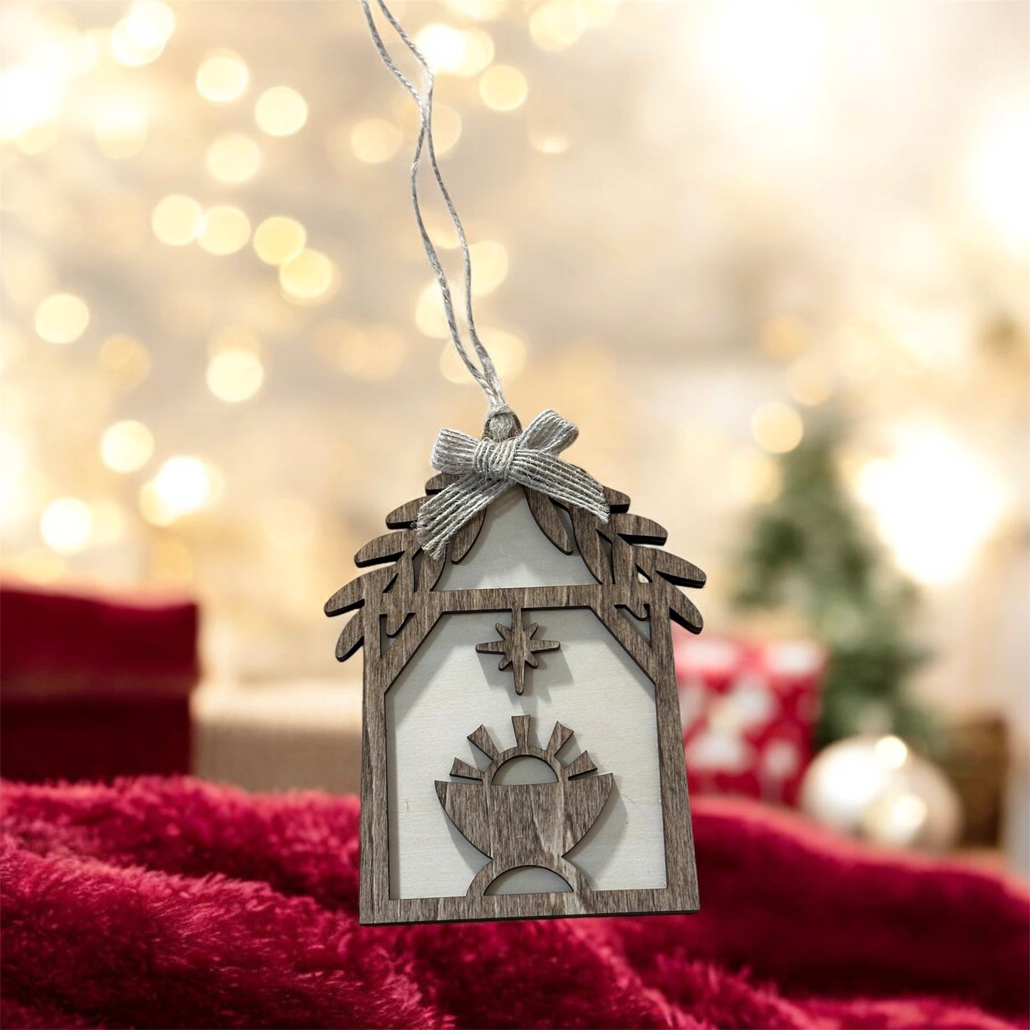 Away In A manger Christmas Ornament, Handmade Ornament, Christian Ornament
