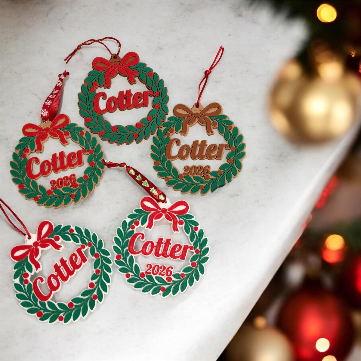 Christmas Ornament, Personalized Christmas Wreath Ornament