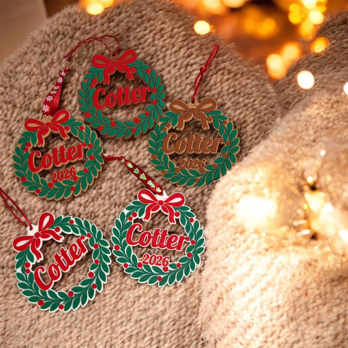 Christmas Ornament, Personalized Christmas Wreath Ornament