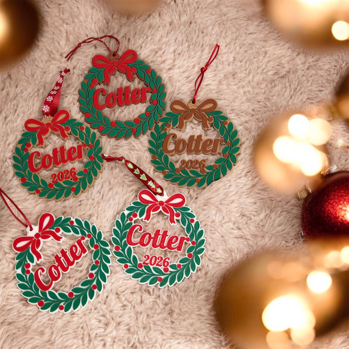 Christmas Ornament, Personalized Christmas Wreath Ornament