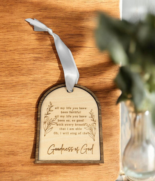Goodness of God Wood Christmas Ornament with Bible Verse